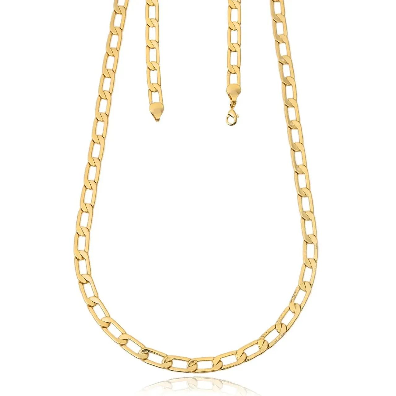 Corrente Masculina Elo 1x1 6,5mm 70cm Folheado Ouro 18k