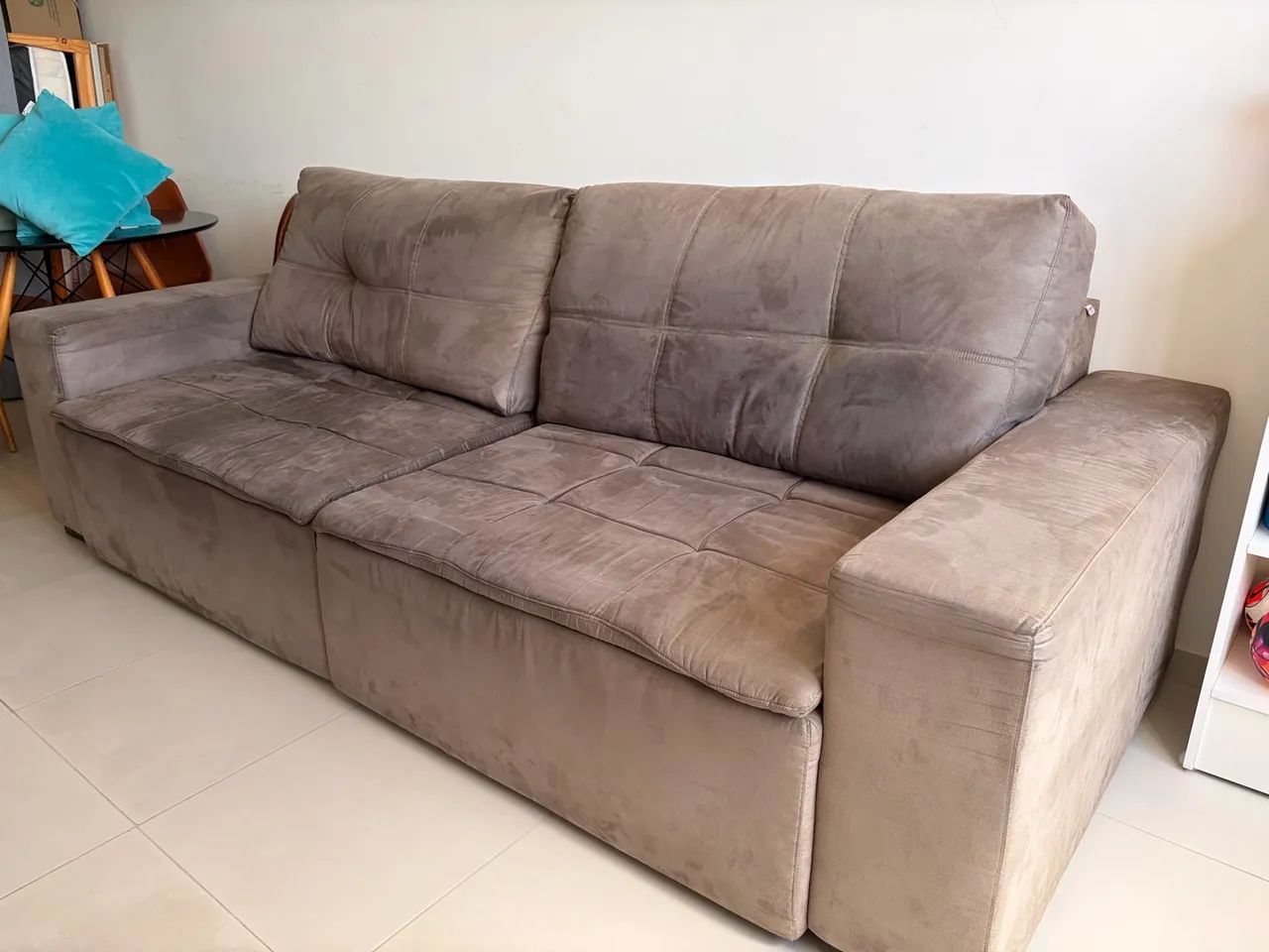 Sofá Retrátil 2,53m marrom/cinza - Foto 3