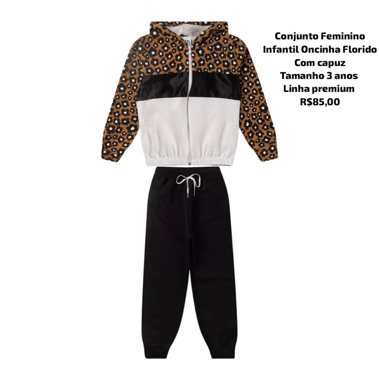 Conjunto Feminino Infantil Oncinha Florido linha premium luxo  - Foto 3