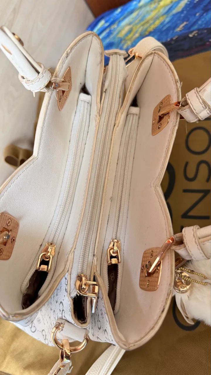 BOLSA FEMININA CHENSON ORIGINAL ELEGANCE LUXO MÃO OFF WHITE - Foto 4