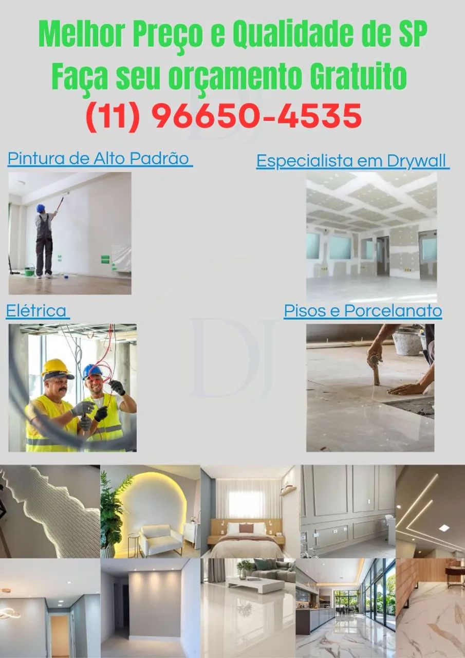 Forro, Gesso, Drywall, Elétrica, Pintura, Pisos e Reformas 