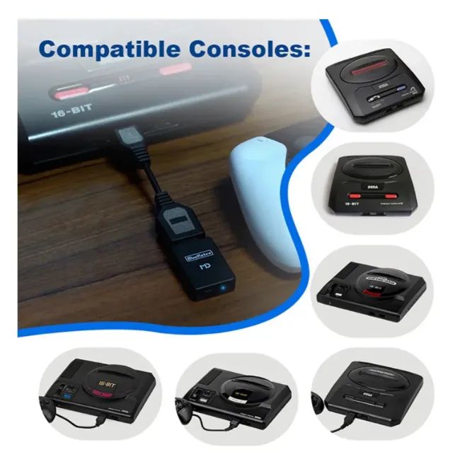 Mega Drive e Master System Adaptador De Controle Bluetooth Blueretro Retrosc - Foto 3