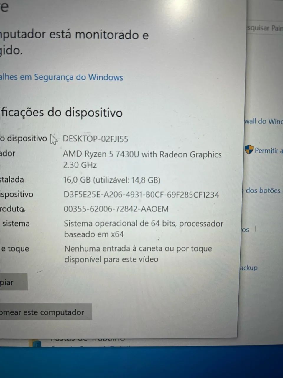 Notebook Lenovo thinkpad e14 gen 5 ryzen 5 7430u  - Foto 4