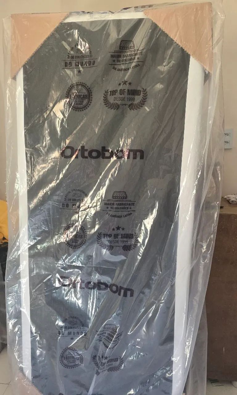 Cama box ortobom solteiro base de couro com colchão - Foto 4
