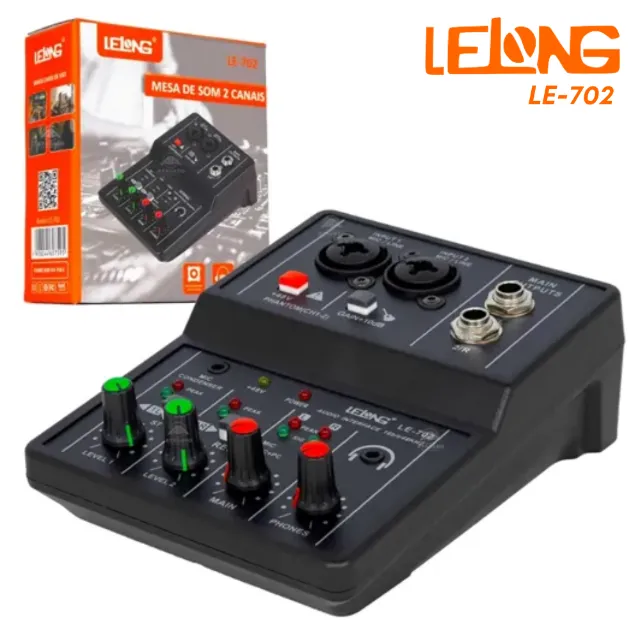 Mine mesa de Som com 2 canais, Para live, Eventos, Gravações, Jogos