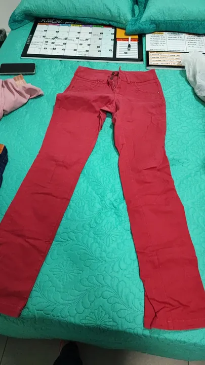 Calça Jeans Vermelha Feminina