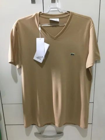 Camiseta Lacoste Gola V Algodão Pima Original