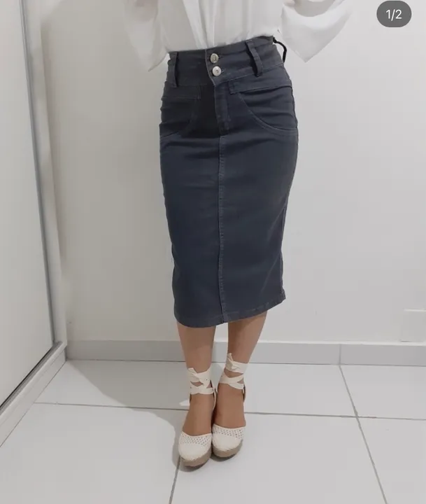 Saia jeans midi