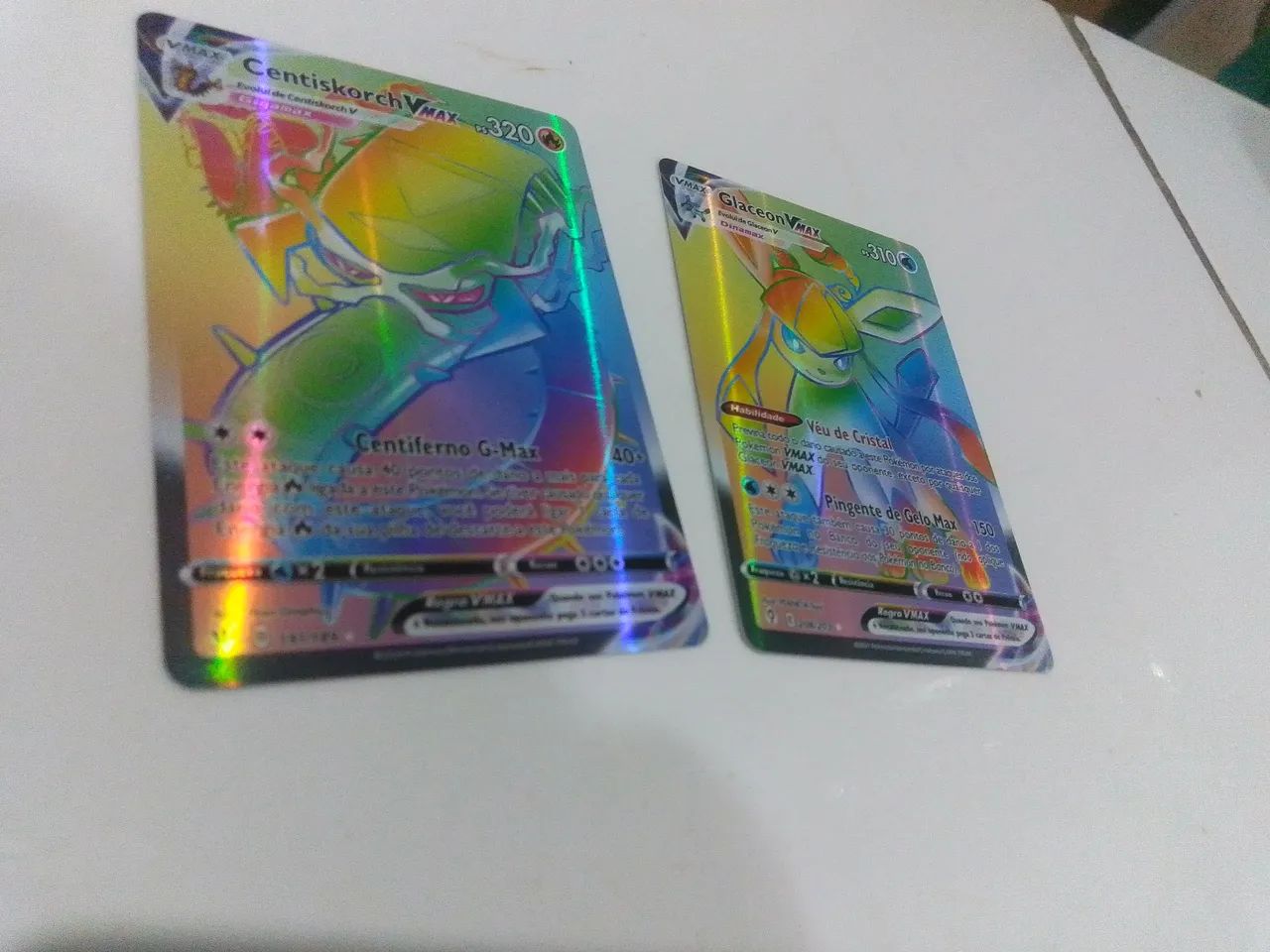Carta de jogo pokémon VMAX 2 unidades cromada holográfica 