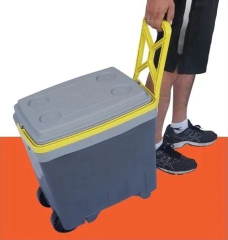 Cooler Caixa Térmica com Rodinha 34Litros Suporta 49Latinha 6Garrafa 2Lts Praia Camping AT - Foto 5