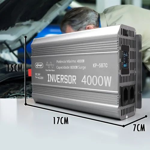 Inversor de tensão 4000W 24V 220V onda senoidal pura Knup KP-587C   - Foto 4