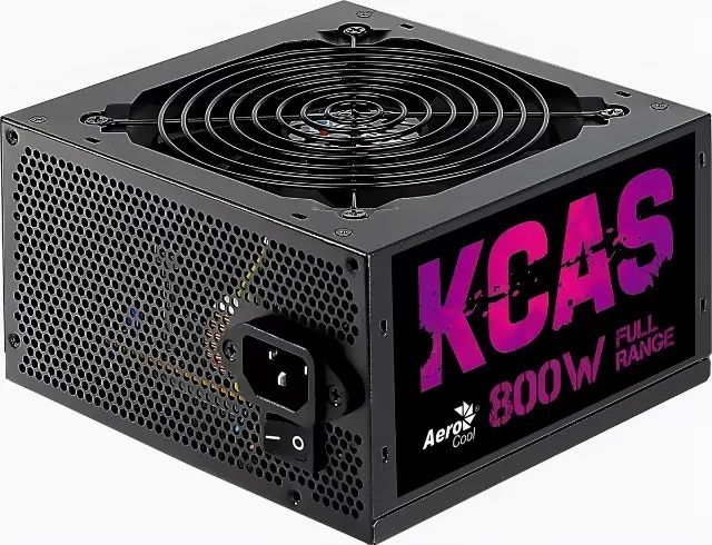 Fonte Pc Gamer Aerocool Kcas 800w 80plus Atx Pfc Ativo Cor Preto 110v 220v Bivolt Real