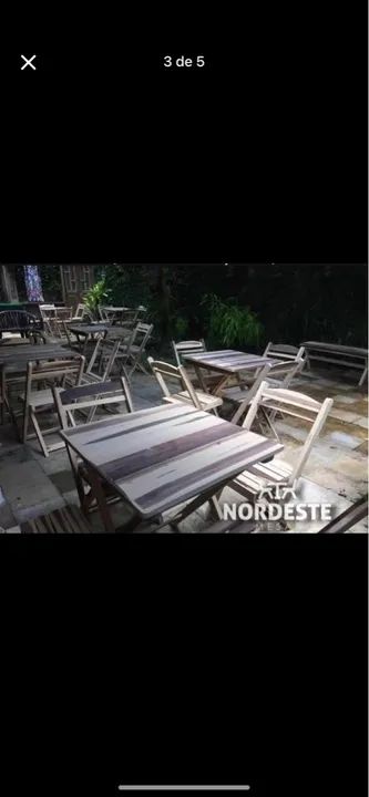 Jogo de Mesa e Cadeiras de Madeira - Rústico e Resistente - Foto 3