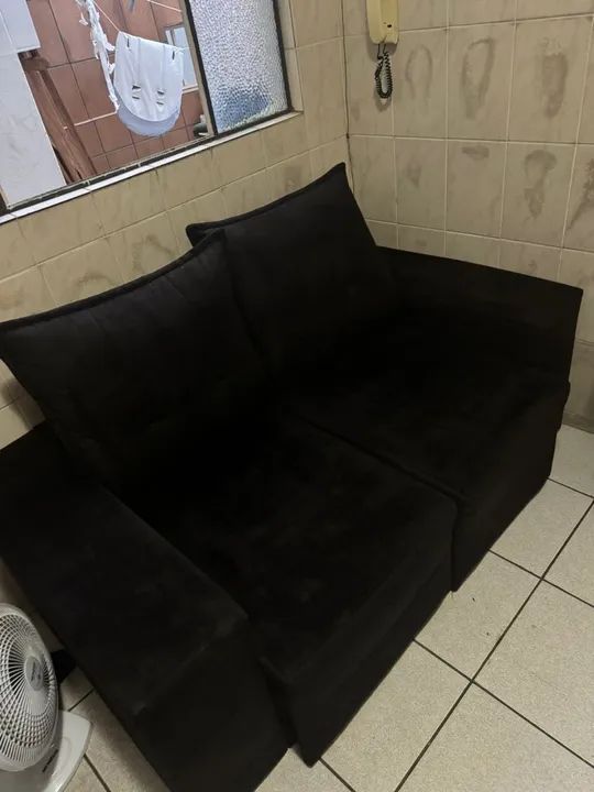 Sofá Cama Preto 2 Lugares