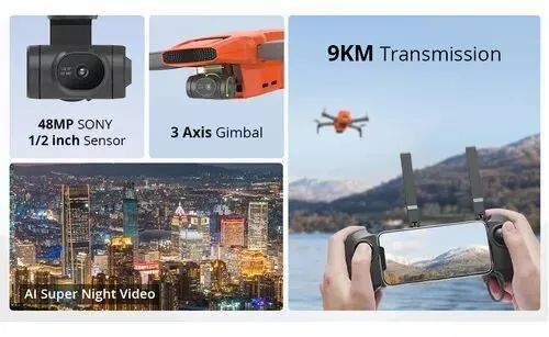 Drone Fimi Mini 3 4k 60fps Super Night 9km De Alcance Gimbal De 3 Eixos Ultraleve 249g  - Foto 4