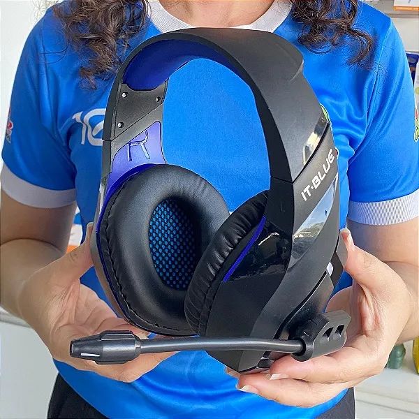Headset Gamer Bluetooth V5.4 RGB com Som 7.1 Surround e Adaptador 2.4G Preto/Azul It-Blue  - Foto 4