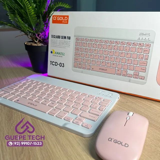 Kit Teclado E Mouse - Rosa - Foto 2