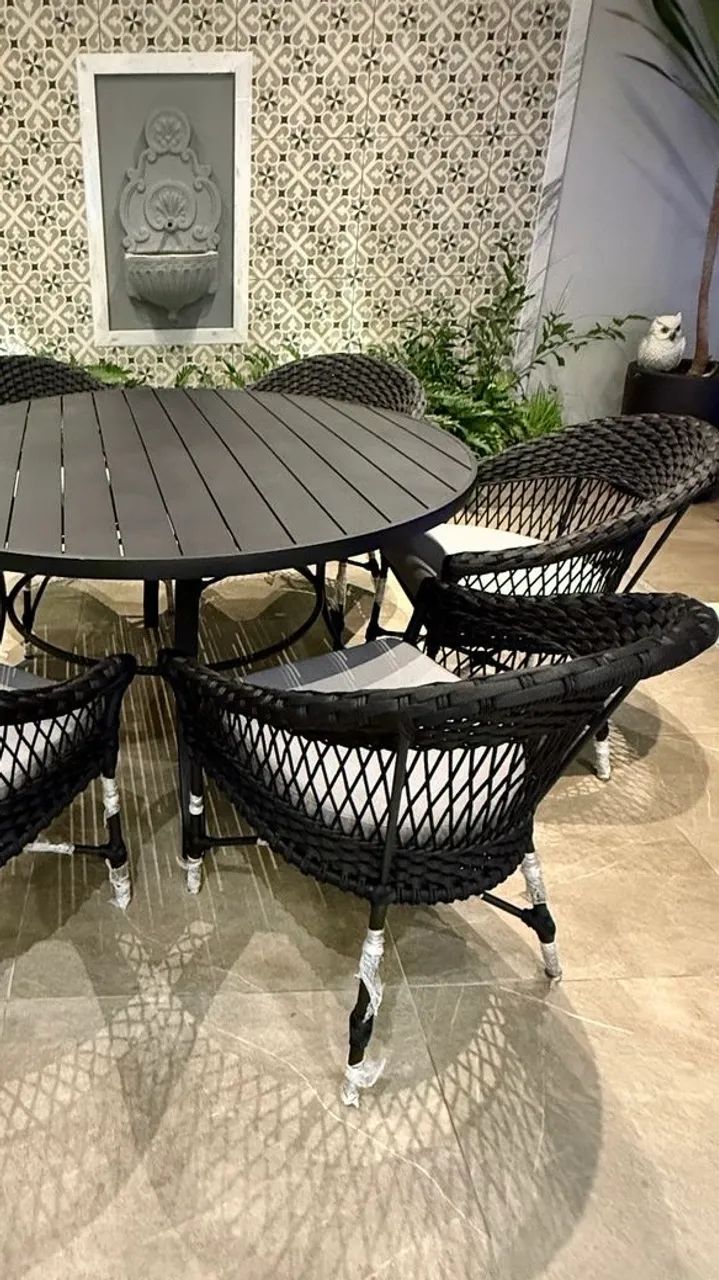Mesa alumínio cadeira poltrona corda nautica 