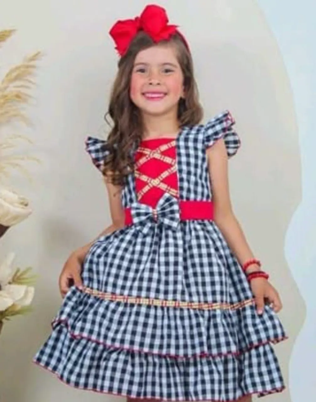 Vestido xadrez infantil - Festa Junina