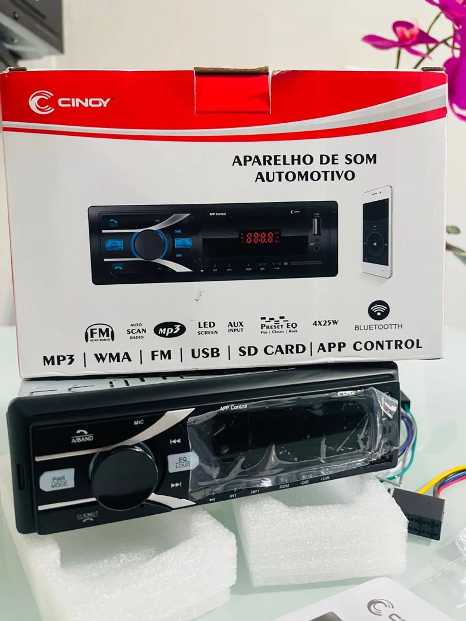 Aparelho de Som Automotivo Cinoy MP3 WMA FM USB SD Card APP Control