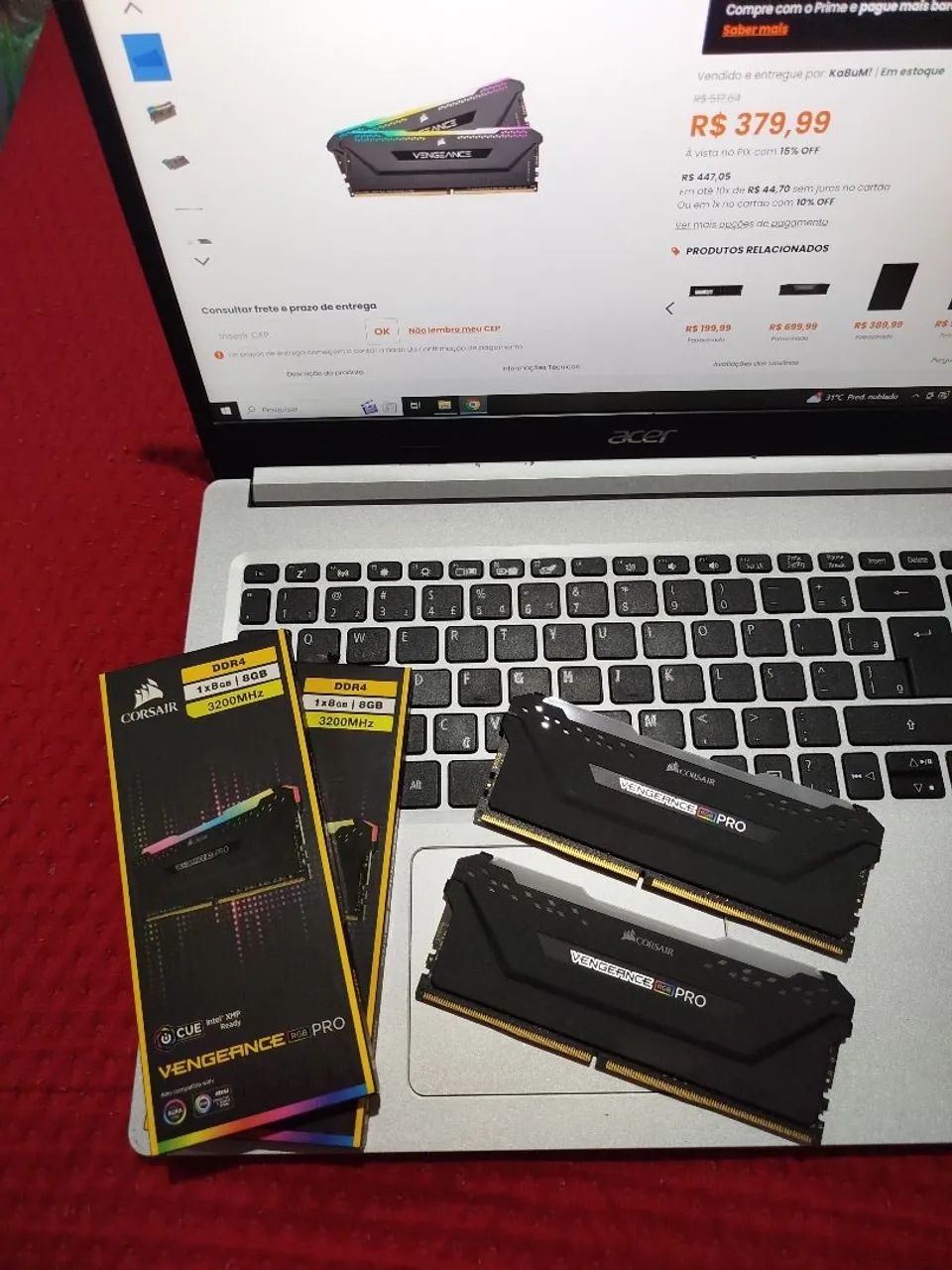 Memória RAM Corsair Vengeance RGB PRO 16GB (2x8) DDR4 3200MHz  - Foto 3