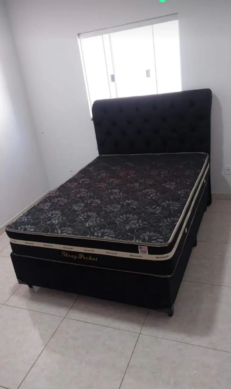 Cama Box Casal Sleep Pocket Orthocrin com Cabeceira Estofada