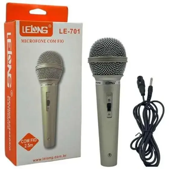 Microfone Locutor Le-701 Micro Fone P10 Com Cabo 2.5 metros