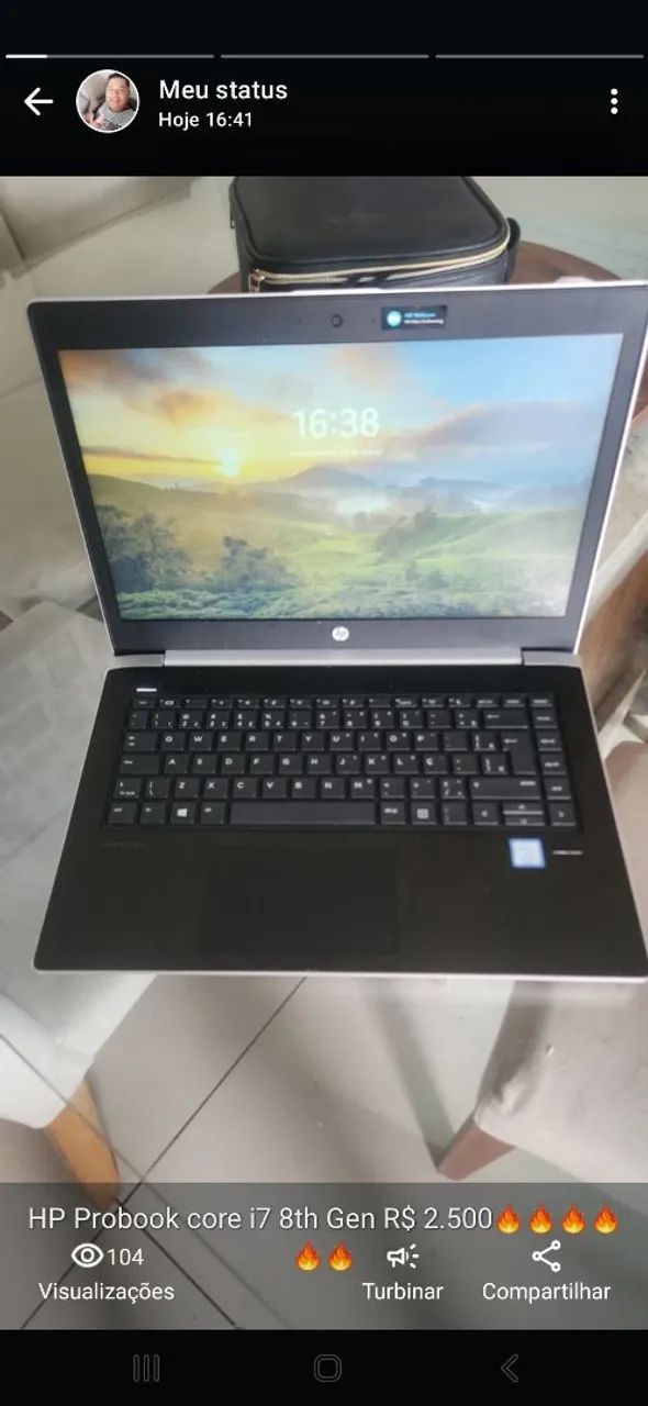 Notebook HP Probook Core i7 8ª Geração
