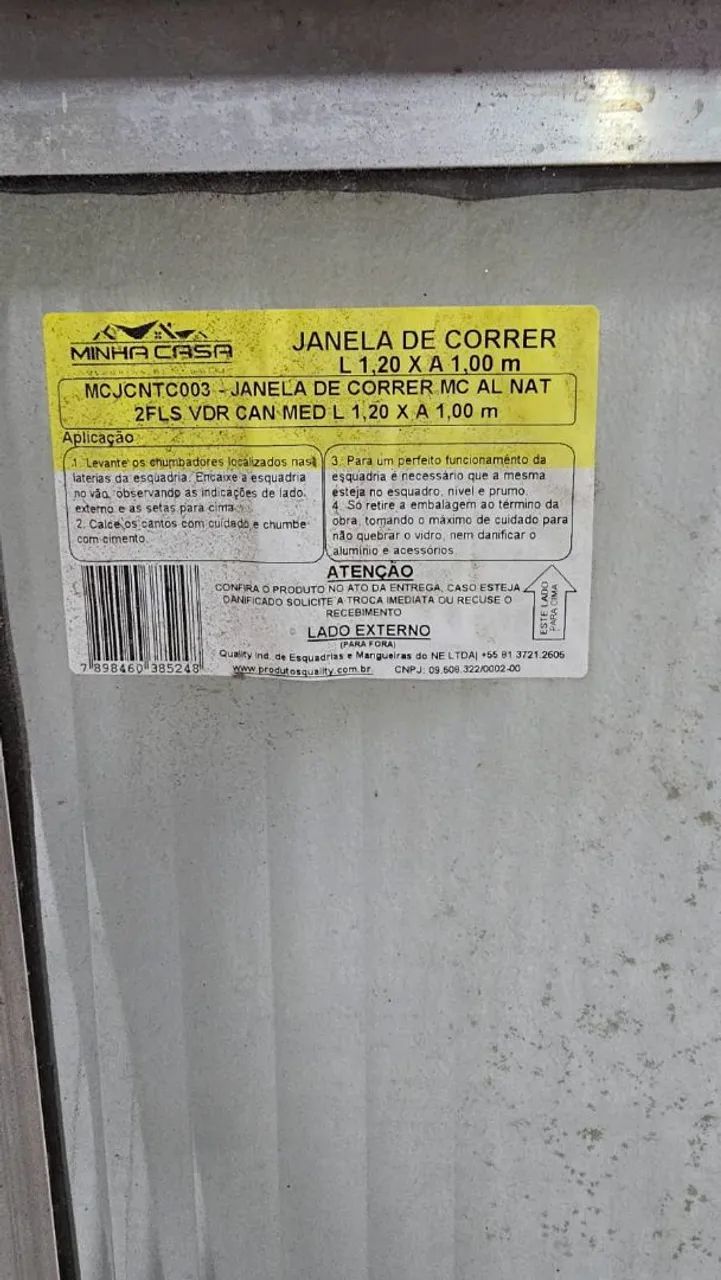 Janela de Correr em Alumínio 1,20 x 1,00 m