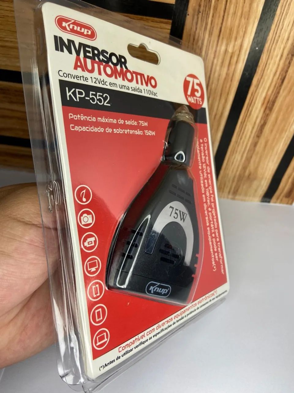 Inversor automotivo 12V saída 110V 75W - faço entrega  - Foto 5
