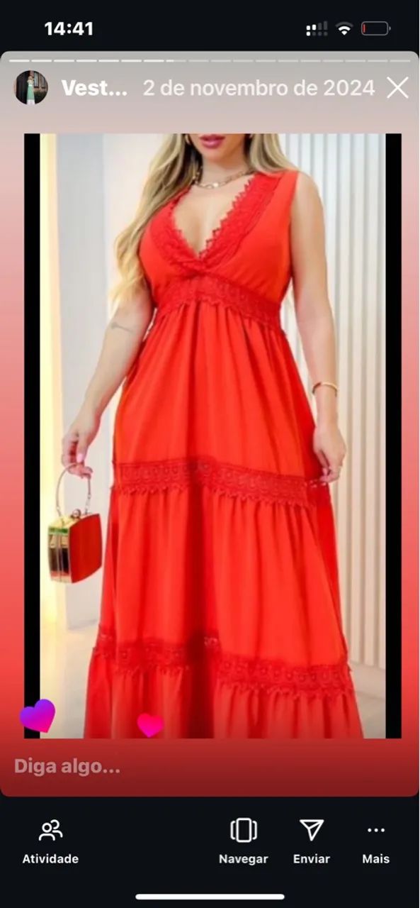 Vestido rosa  com Renda