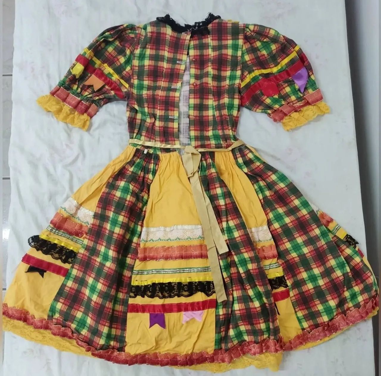 Vestido Festa Junina xadrez amarelo- tradicional - P - Foto 2