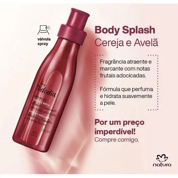 Body Splash Tododia Cereja e Avelã Natura 200ml - Foto 2