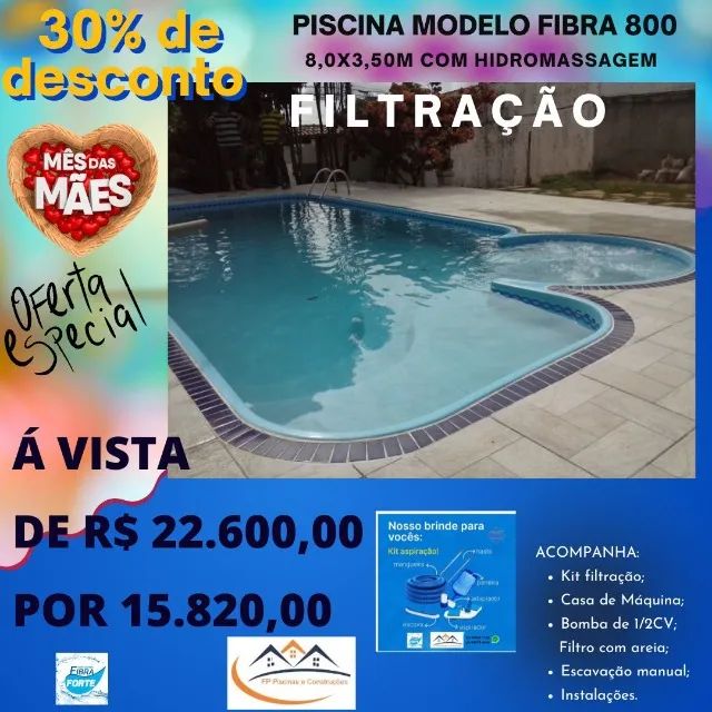Piscina hidro 8,0m+ prainha direto da fábrica - OFERTA Mês das Mães. - Foto 3
