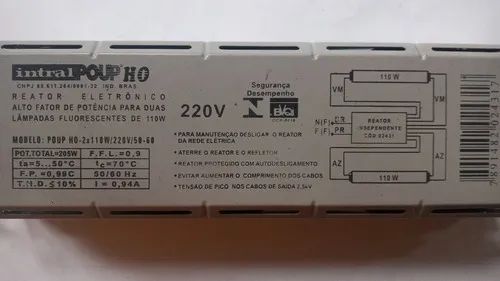 Reator Eletrônico P/ Lâmpada Fluorescente 2x110w 220v Intral