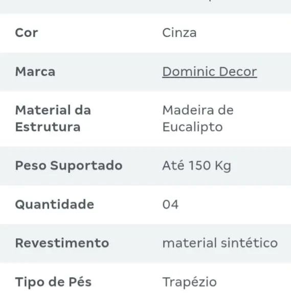 Kit 4 cadeiras sala de jantar  - Foto 6