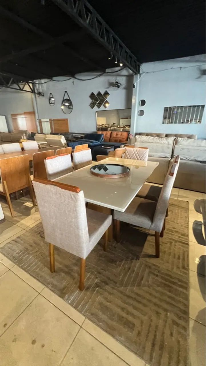 Mesa de Jantar Elegante com 6 Cadeiras madeira  - Foto 3