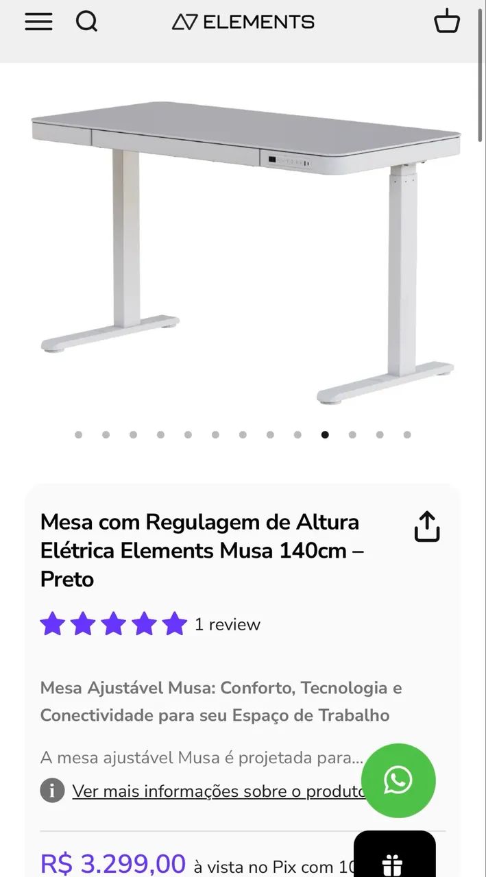 Mesa gamer elemente MUSA branca eletrica 70102 - Foto 4