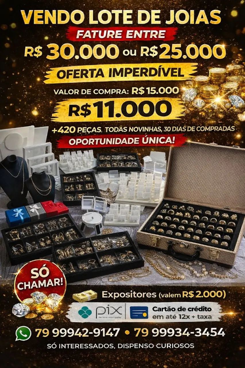 LOTE DE SEMIJOIAS PARA REVENDA +420 PEÇAS COM EXPOSITORES