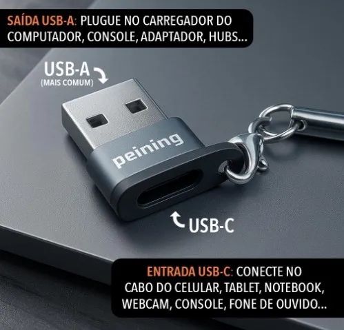 Adaptador USB x TipoC PEI-CT23 - Foto 3