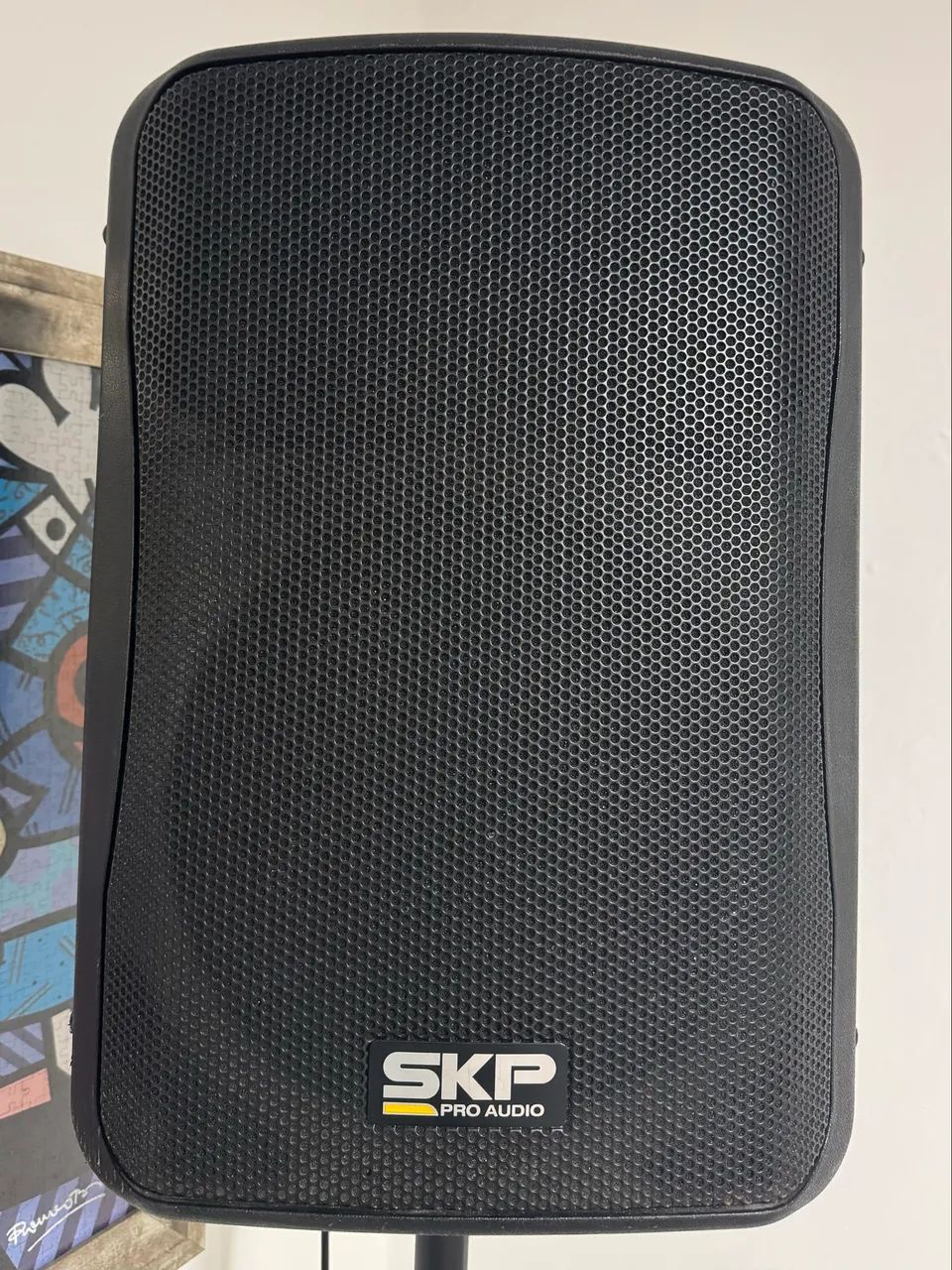 Caixa de som SKP Pro Áudio com tripé e kit microfone 