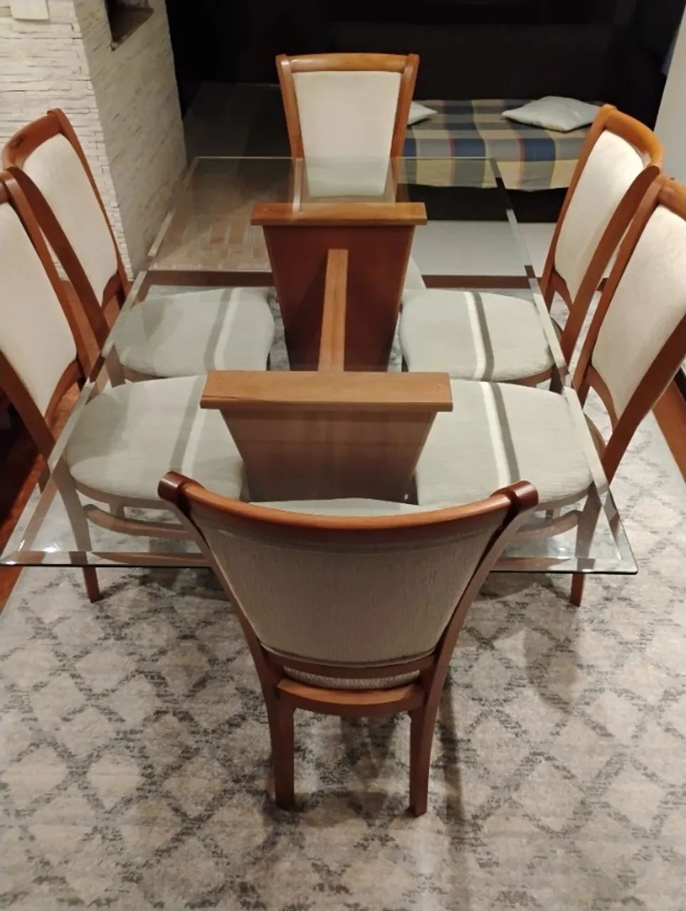 Mesa jantar tampo de vidro 