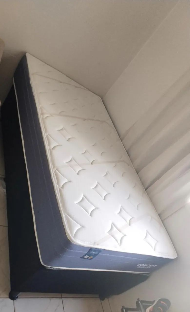 Cama box solteiro colchão de molas ensacadas 