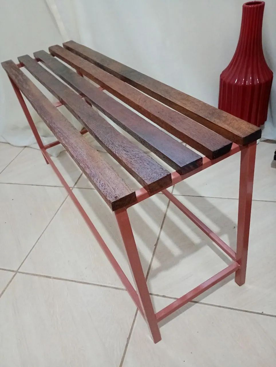 Banco de ferro/Novo/Salmão/ 105cm - Foto 2