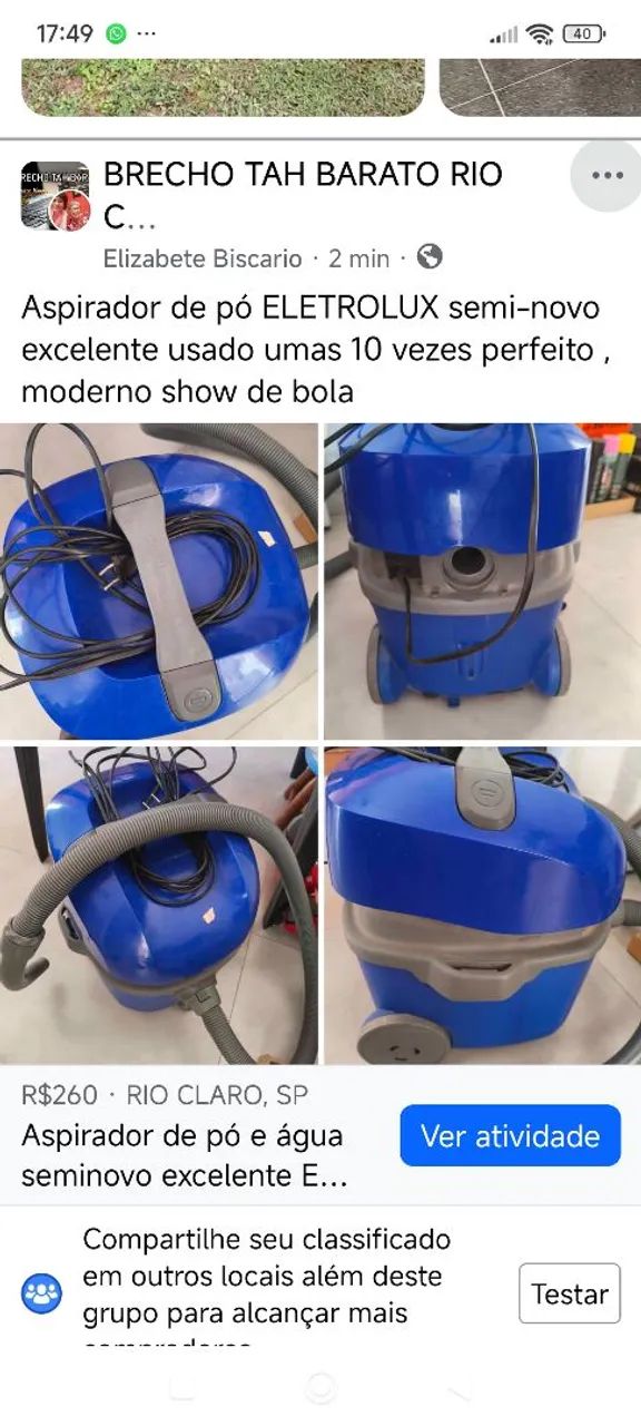 Aspirador semi novo eletrolux 1500 wts  