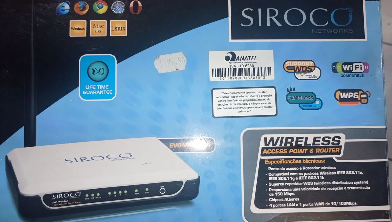 Roteador sem fio wireless Siroco Evo _w301ar +4 cabos de redes 6 , 2 , 1,5 e 1 metros - Foto 2