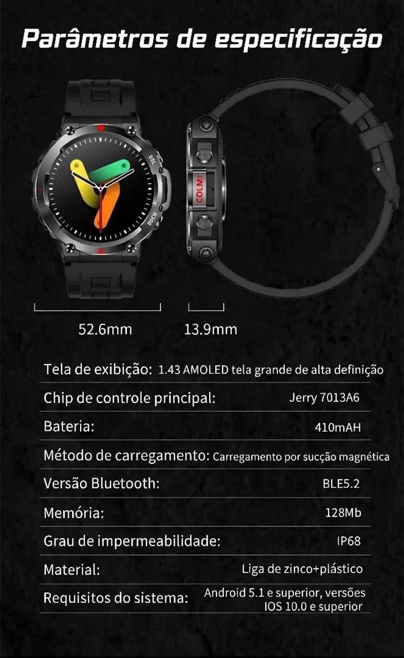Smartwatch COLMI V70 AMOLED 1.43" polegadas certificação IP68 - Foto 2