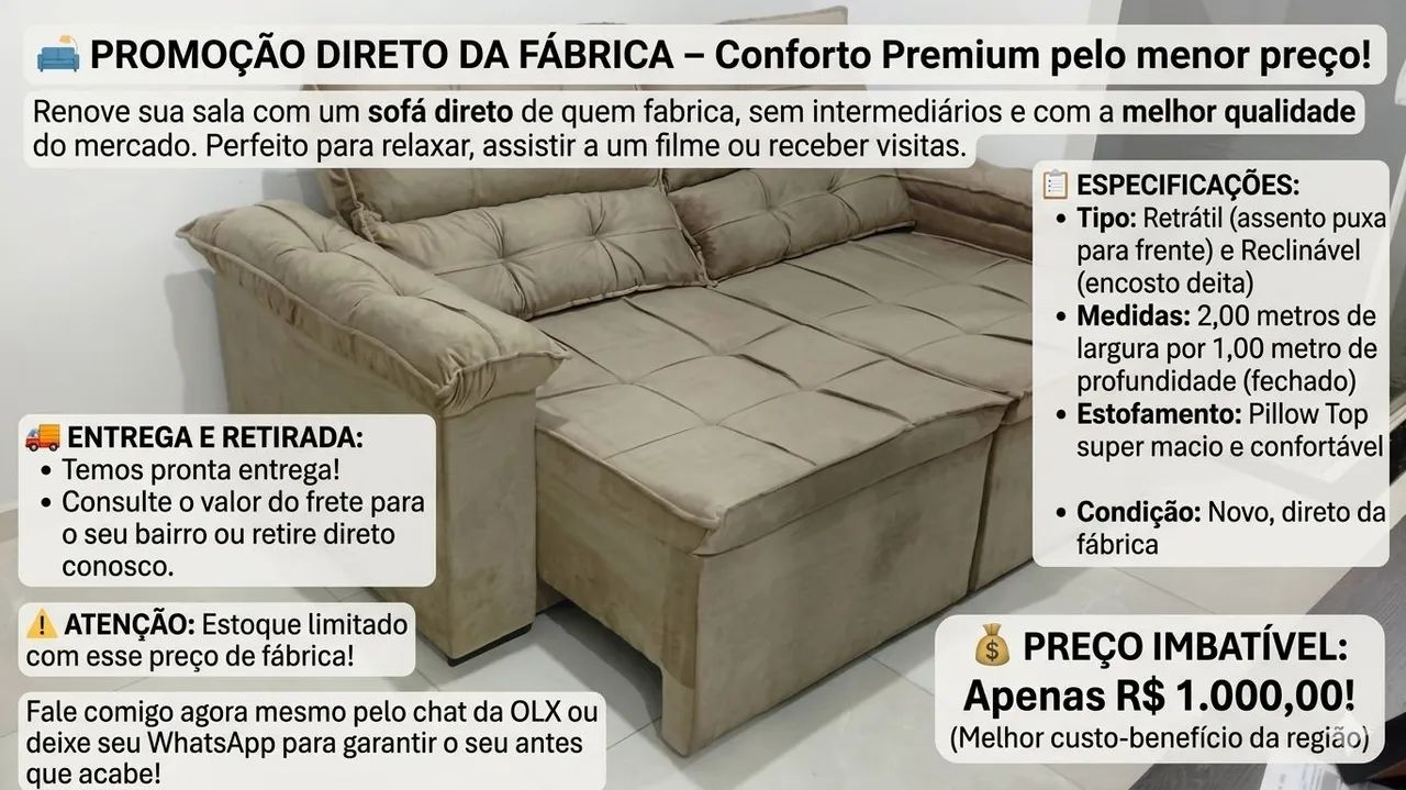 Sofá direto da fábrica 