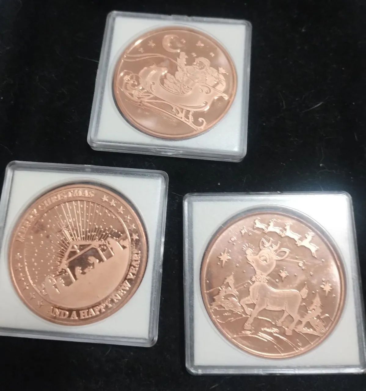 Três moedas de Fine Cooper 1 Ounce troy USA  - Foto 4