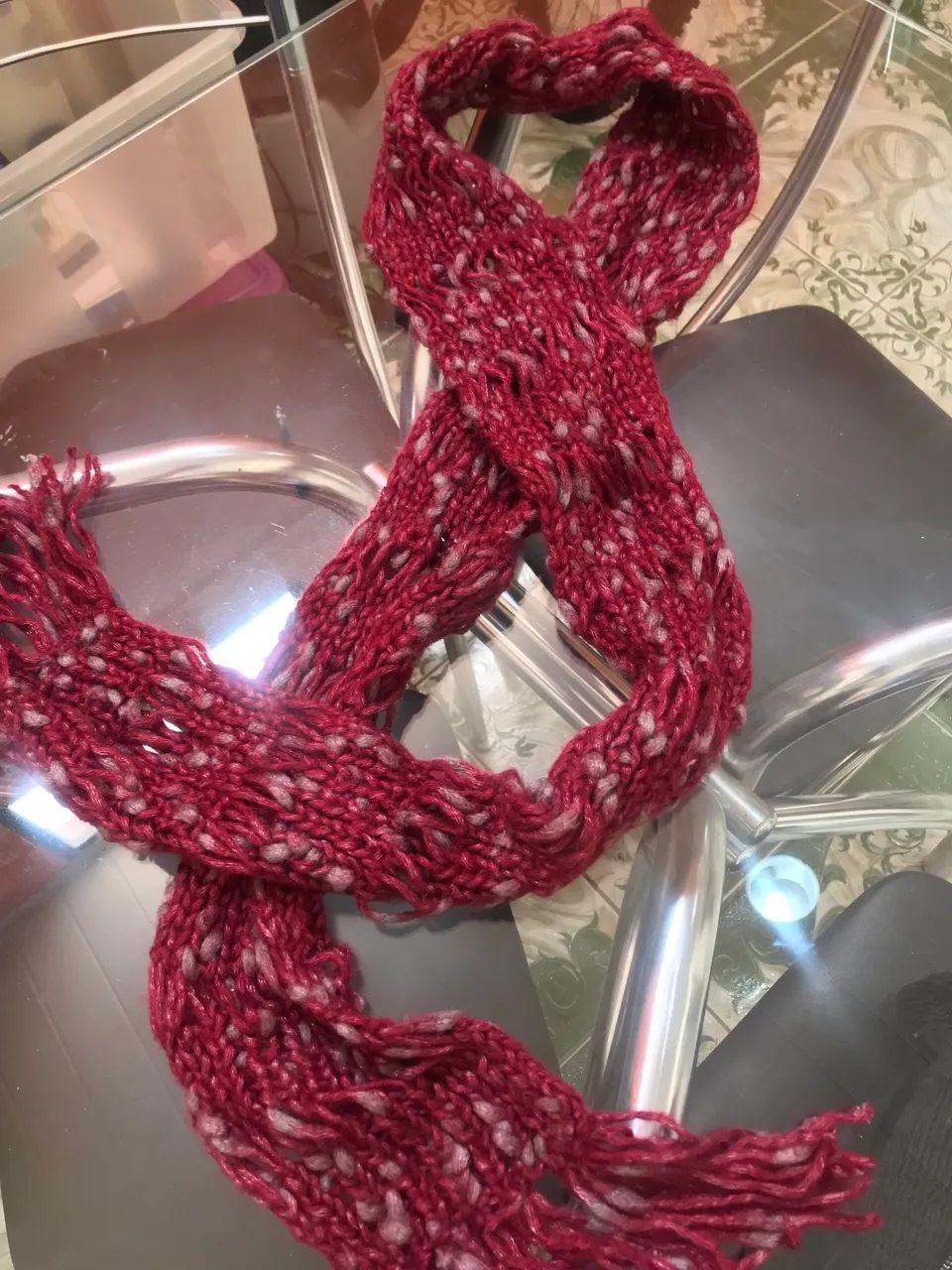 Cachecol vermelho bordo 